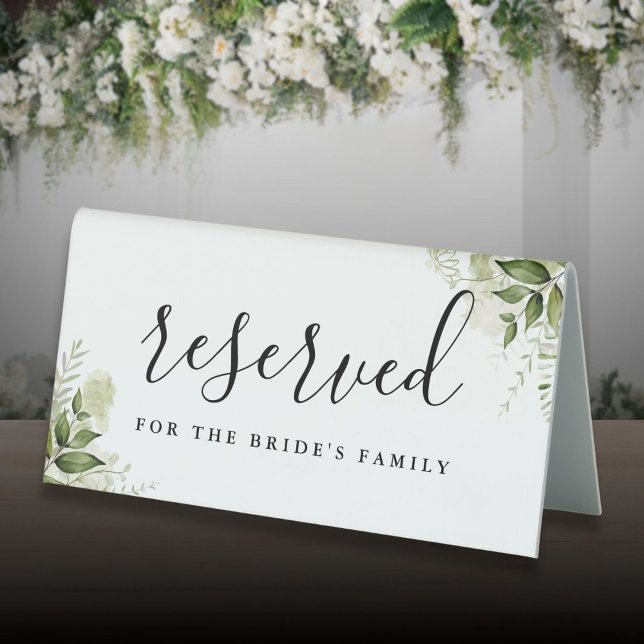 Plaque De Table Floral Mariage Réservé (Floral Greenery Wedding Reserved Table Tent Sign)
