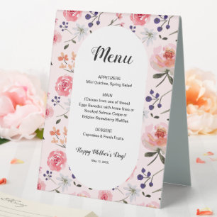 Plaque De Table Floral Rose Pink Peonies Printemps Fête des Mères 