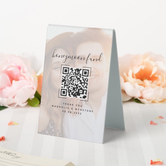 Plaque De Table Fonds de lune de miel mariage QR Code Photo (In SItu (Mariage))