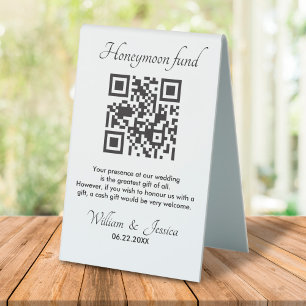 Plaque De Table Fonds pour lune de miel avec code QR