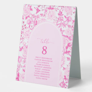 Plaque De Table Fuchsia Pink Chinoiserie Menu & Numéro de siège
