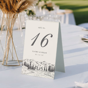 Plaque De Table Fumée   Mountain Sketch Mariage Numéro de table