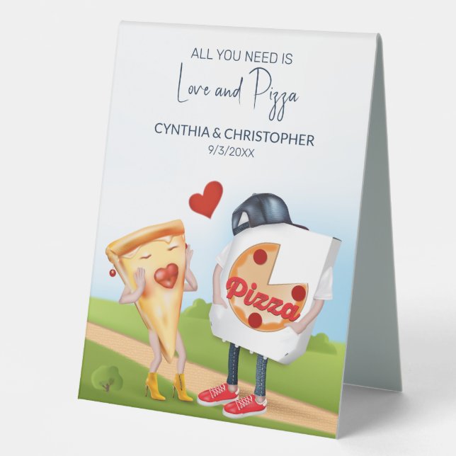 Plaque De Table Funny Fête des mariées de pizza (Recto)