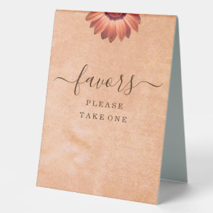 Plaque De Table Gerbera Flower sur Mariage de pêche Abstrait