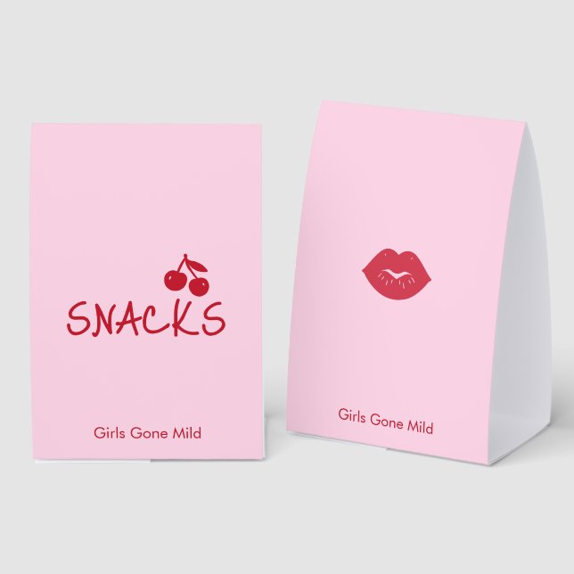 Plaque De Table Girls Gone Mild Pink and Cherry Red Bachelorette   (Recto/verso)