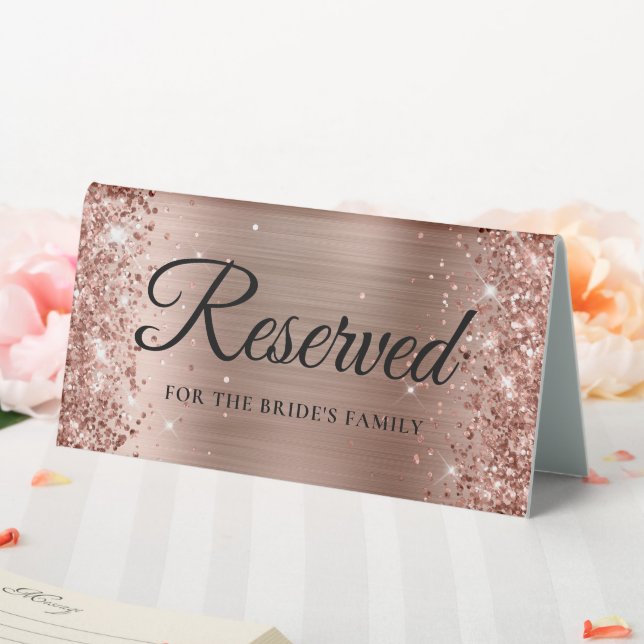 Plaque De Table Glitterie Rose Gold Foil Réservé (In SItu (Mariage))