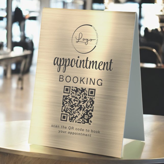 Plaque De Table Gold Rendez-vous Réservation QR Code Entreprise (Créateur téléchargé)