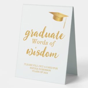 Plaque De Table Gold Script Graduation Party Paroles de sagesse