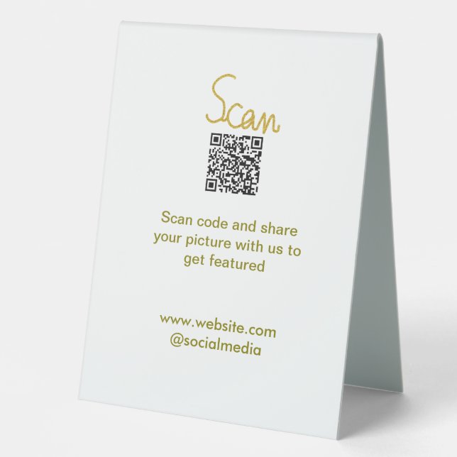 Plaque De Table Golden Scan QR code parties scintillant simple élé (Recto)