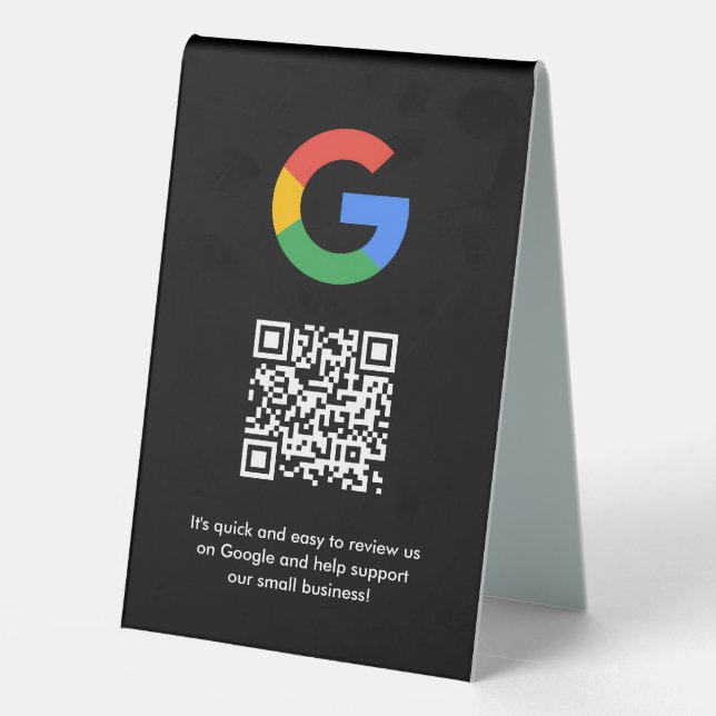 Plaque De Table Google Reviews Tabletop Sign | QR Code Table Tent (Verso)