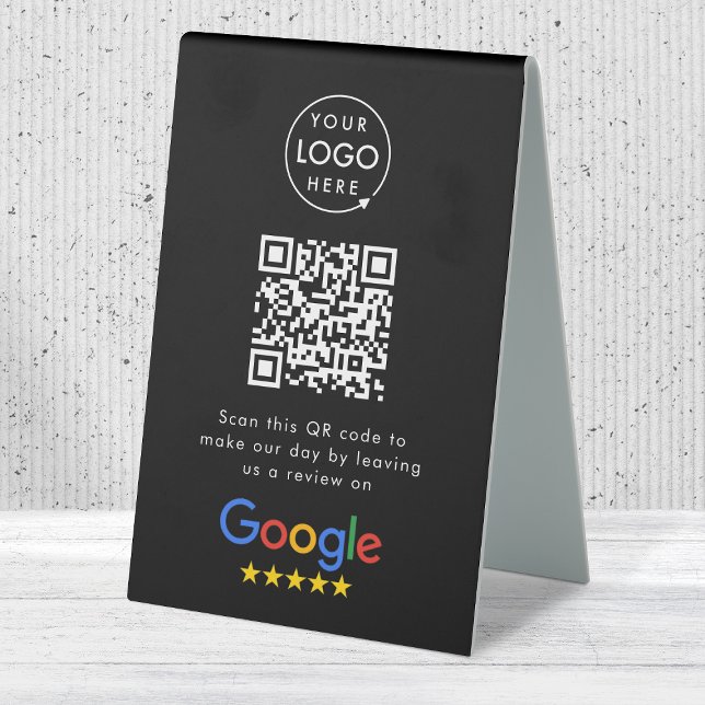 Plaque De Table Google Reviews Tabletop Sign | QR Code Table Tent (Google review QR code branded table tent signs for your business)