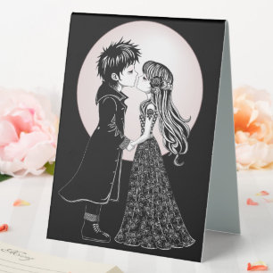 Plaque De Table Gothique Emo Enfants Kiss Valentine's Day