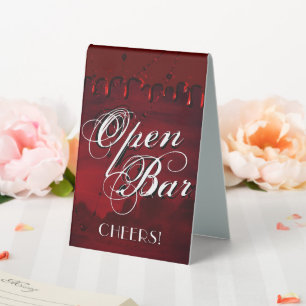 Plaque De Table Gothique Luxe   Black and Blood Red Open Bar