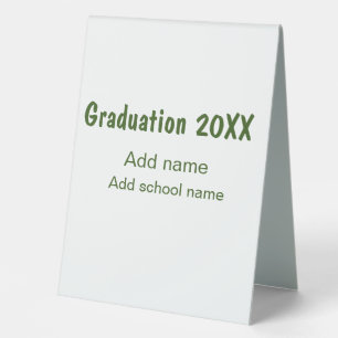 Plaque De Table Graduation 20XX ajouter nom année école vert moder