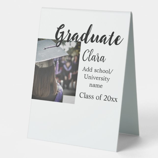 Plaque De Table Graduation ajouter nom classe de 20xx félicitation (Recto)