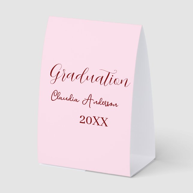 Plaque De Table Graduation name class of 20XX mauve calligraphy co (Recto)