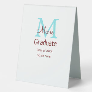 Plaque De Table Gradué ajouter nom monogramme vert rose simple min
