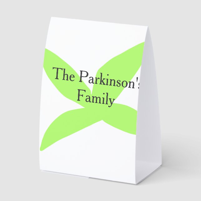 Plaque De Table Green leaf abstract pastel family name retro boho  (Recto)