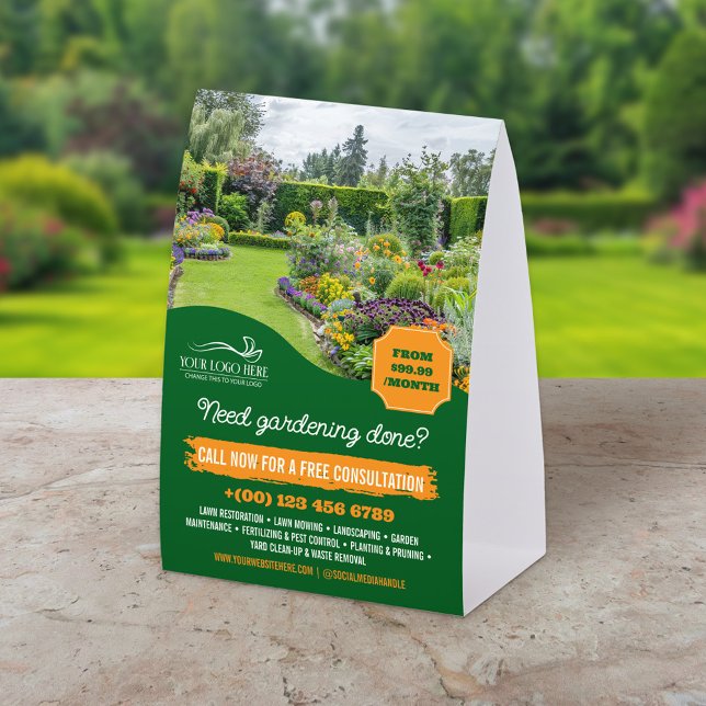 Plaque De Table Green Orange Gardening Landscaping Lawncare (Créateur téléchargé)