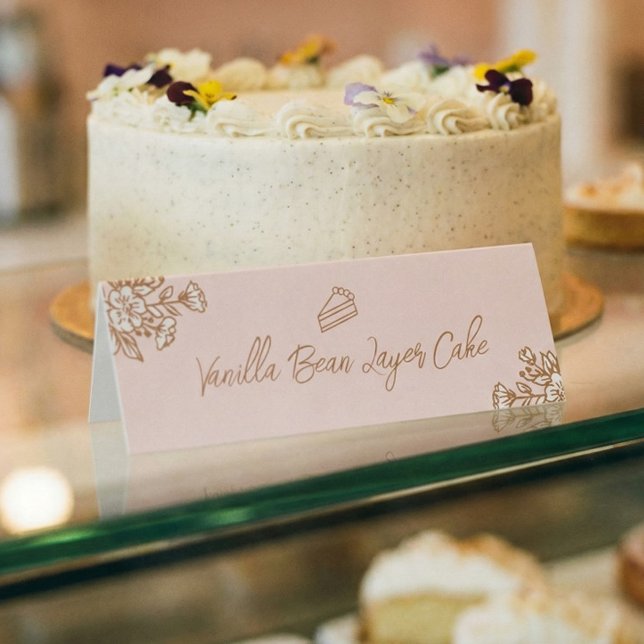 Plaque De Table Hand Drawn Florals Pink Cake Pastry Bakery Counter (Hand Drawn Florals Pink Cake Pastry Bakery Counter Table Tent)