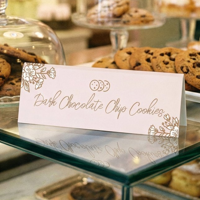 Plaque De Table Hand Drawn Florals Pink Cookie Bakery Counter (Hand Drawn Florals Pink Cookie Bakery Counter Table Tent)