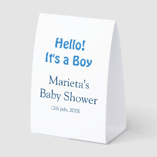 Plaque De Table Hello ITS A BOY BABY SHOWER BLUE NAME DATE SIMPLE