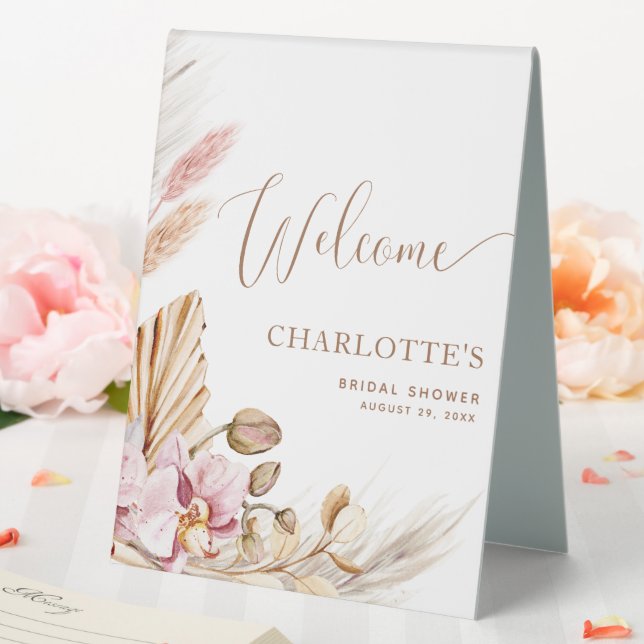 Plaque De Table Herbe de Pampas Florale | AFFICHE DE BIENVENUE WED (In SItu (Mariage))