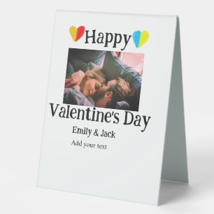 Plaque De Table Heureuse Sainte-Valentin ajouter nom de couple pho
