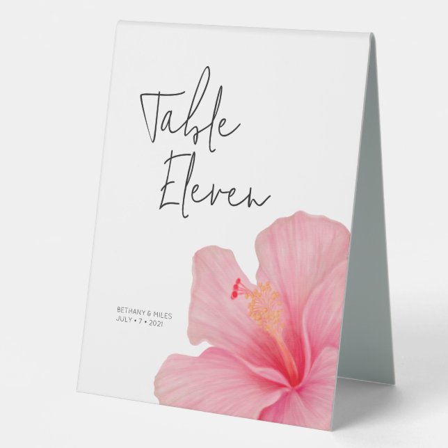 Plaque De Table Hibiscus rose ・ Fleur tropicale ・ Destination (Recto)