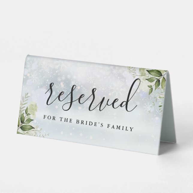 Plaque De Table Hiver Floral verdure Mariage Réservé (Recto)
