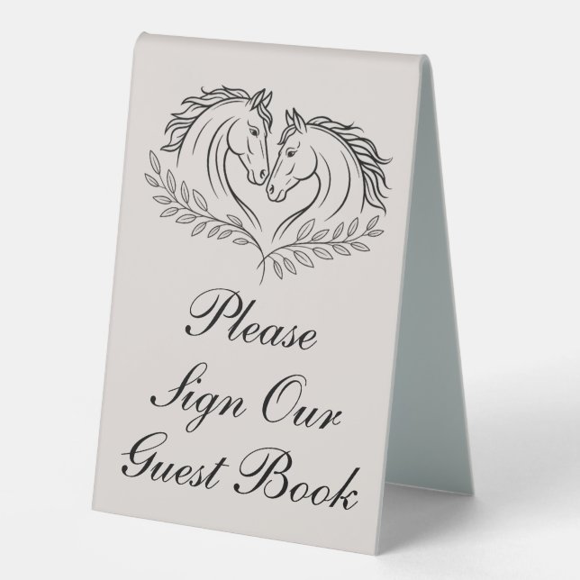 Plaque De Table Horse Rustic Elegant Country Wedding Guest Book  (Recto)