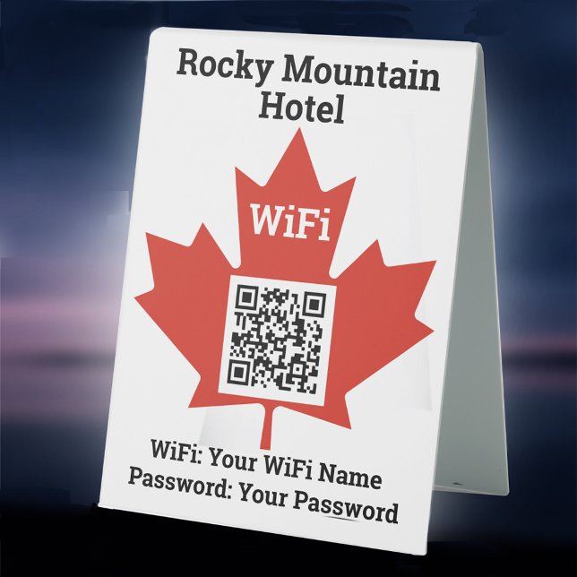 Plaque De Table Hôtel Canadien Wifi Détails Plus Code QR (Créateur téléchargé)