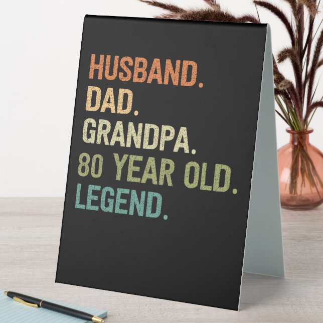 Plaque De Table Husband dad grandpa 80 year old 80th birthday men (En SItu (Tableau))