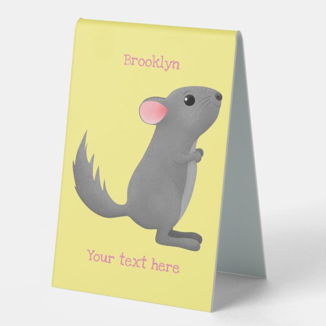 Plaque De Table Illustration de chinchilla gris mignon (Recto)
