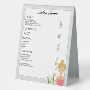 Plaque De Table Illustration de femme blonde de spa - Menu de spa 