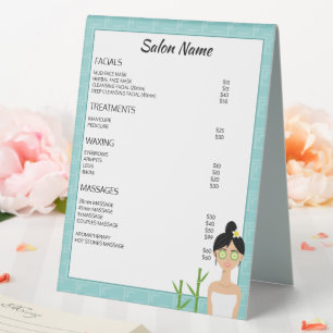 Plaque De Table Illustration de femme spa - Menu professionnel Spa