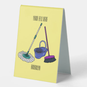 Plaque De Table Illustration de la bande dessinée Broom & mop