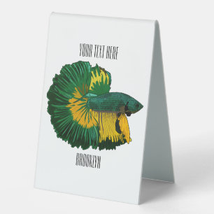 Plaque De Table Illustration de la caricature de poisson de combat