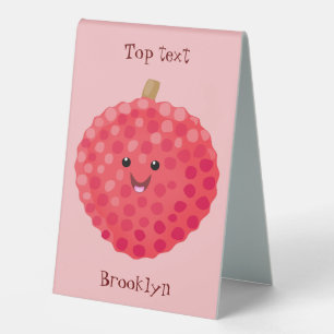Plaque De Table Illustration de litchee rose mignon