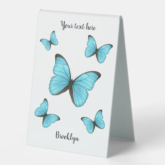 Plaque De Table Illustration de papillons Morpho (Recto)