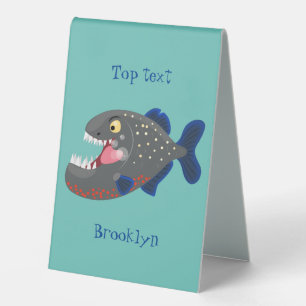 Plaque De Table Illustration drôle de piranha affamée