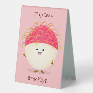 Plaque De Table Illustration mignon du ramboutan rose