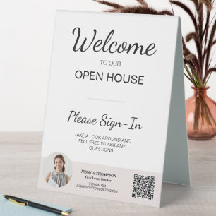 Plaque De Table Immobilier Open House Se connecter QR Code Table S