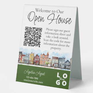 Plaque De Table Immobilier Open House Vert double face