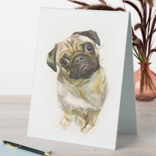 Plaque De Table Impression carlin face | Chien de Carlin mignon (En SItu (Tableau))