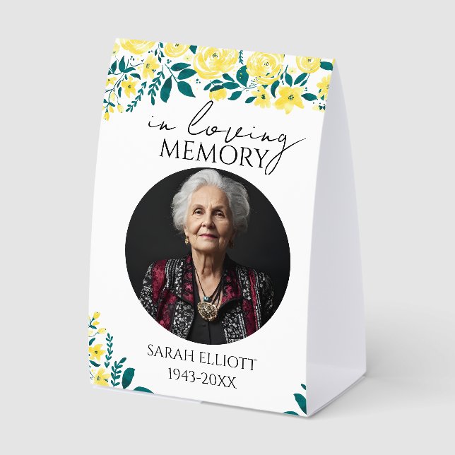 Plaque De Table In Loving Memory Photo floral | Personali (Recto)
