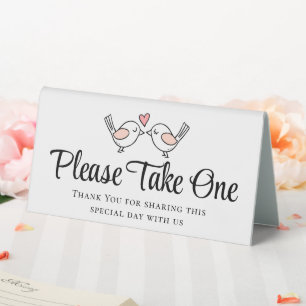 Plaque De Table Inséparables Lovebirds roses Noir mariage Faveurs