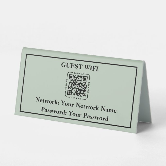 Plaque De Table Instructions WiFi avec table tente code QR (Recto)