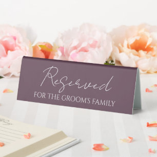 Plaque De Table Inventaire réservé au Mariage de famille de Groom