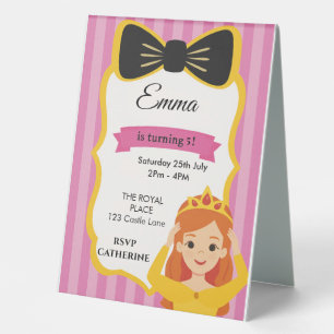 Plaque De Table Invitation d'anniversaire de la princesse rose   z